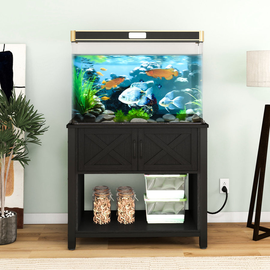 Kason 40-50 Gallon Heavy Duty Metal Aquarium Stand with Power Outlets & LED Light