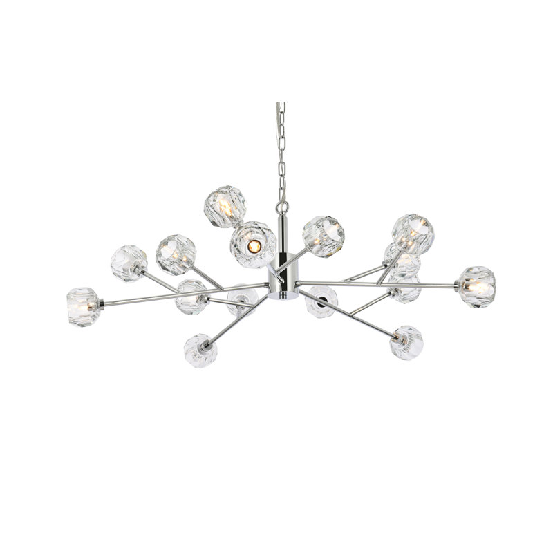 Luminaire suspendu sphérique spoutnik 15 lumières Alaiah, Chrome