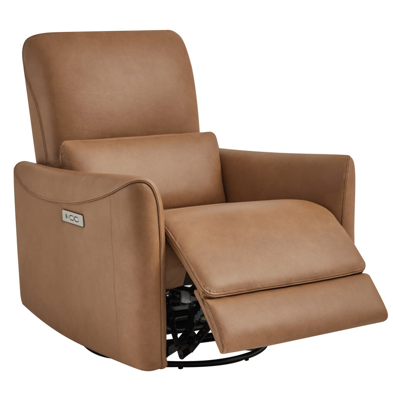 Fauteuil inclinable électrique pivotant en cuir véritable Sant, Cuir fleur Aline