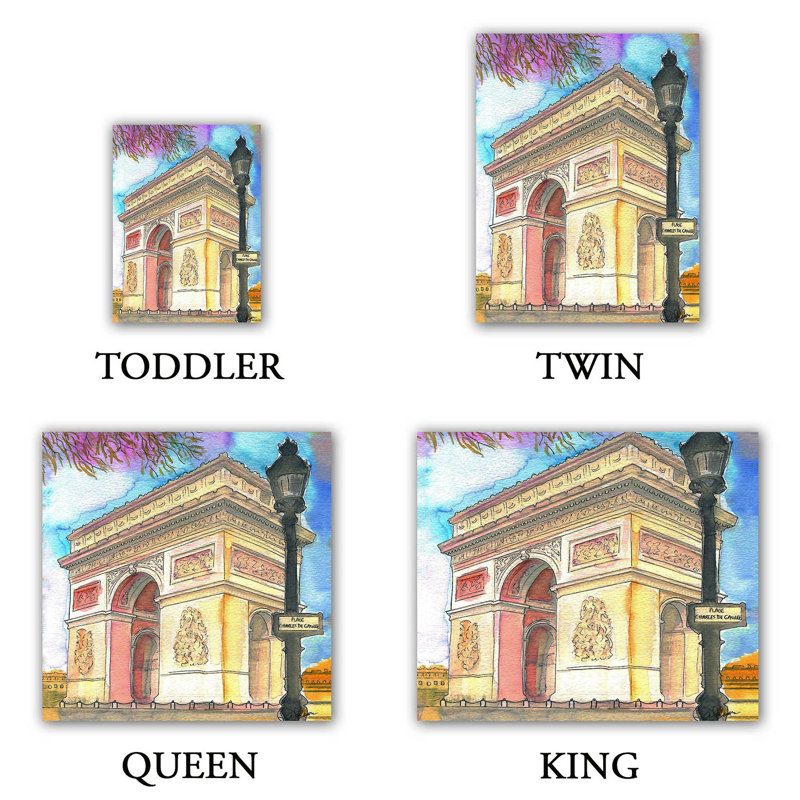 Ensemble de housse de couette arc de triomphe paris, 1 housse de couette grand + 2 taies standards
