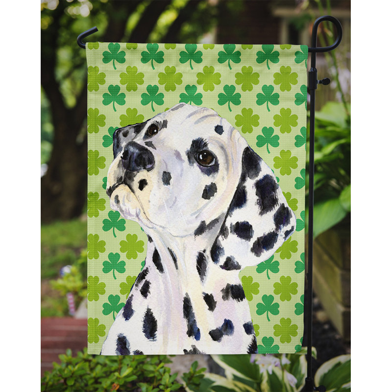 Drapeau de jardin à 2 côtés st. patrick day trèfle, Dalmatien (noir et blanc)