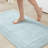 1 Pcs Blue 100% Cotton 24X60" Reversible 3000 Gsm Bath Rug - Texture, Machine Washable, And Soft Look, Non Slip Needed,-668238271-668238268