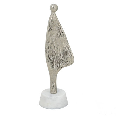 Figurine humaine abstraite en aluminium avec support en marbre massif - Sculpture d'art moderne pour le salon