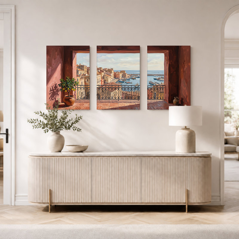 Ensemble de 3 toiles méditerranéennes, 36"H x 24"W x 3pcs