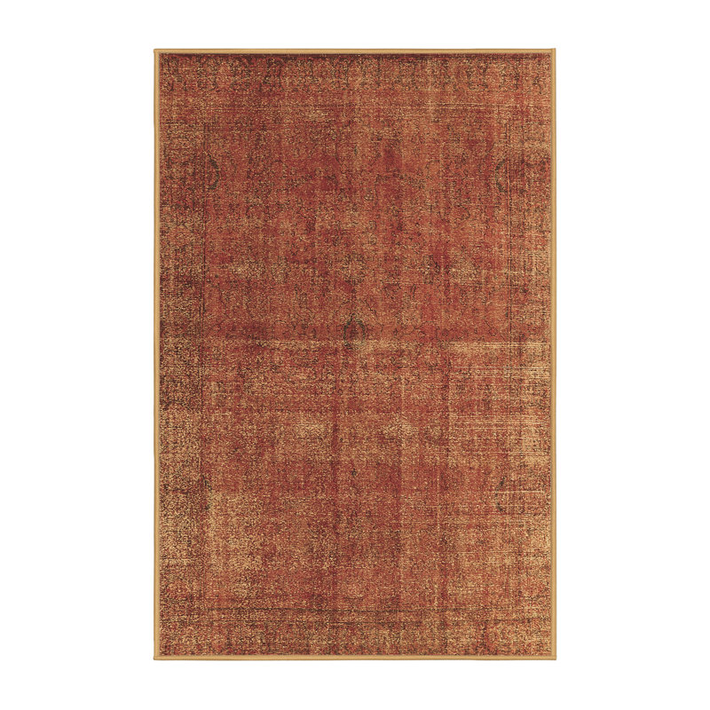 Tapis brun lavable à la machine de style Mid-Century moderne 1037 He filmuth, Rectangle 5 pi x 7 pi