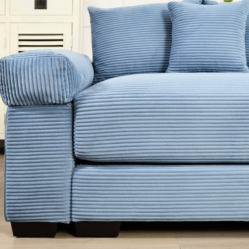 Velours côtelé bleu 28 po: sièges surdimensionnés avec options modulaires rembourrées et personnalisables Velours côtelé confortable