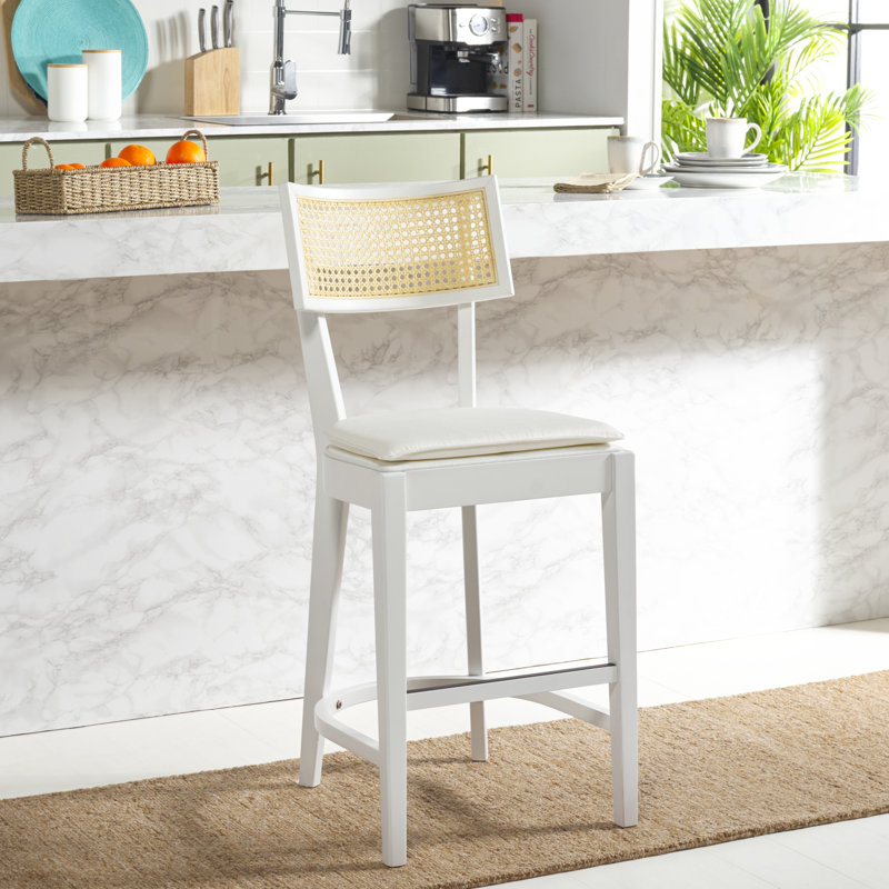 Tabouret Tarrington, Naturel / Blanc, Tabouret de comptoir (siège d'une hauteur de 26,6