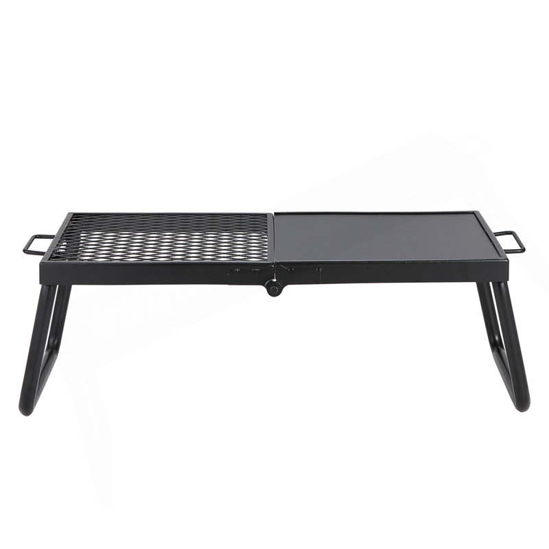 Gril de feu de camp pliant, grille en acier robuste, grilles de camping portatives de 22,4 po au-dessus d'un foyer, équipement de cuisson de feu de camp avec sac de transport pour pieds, grille de cuisson pour la cuisson à flamme nue à l'extérieur