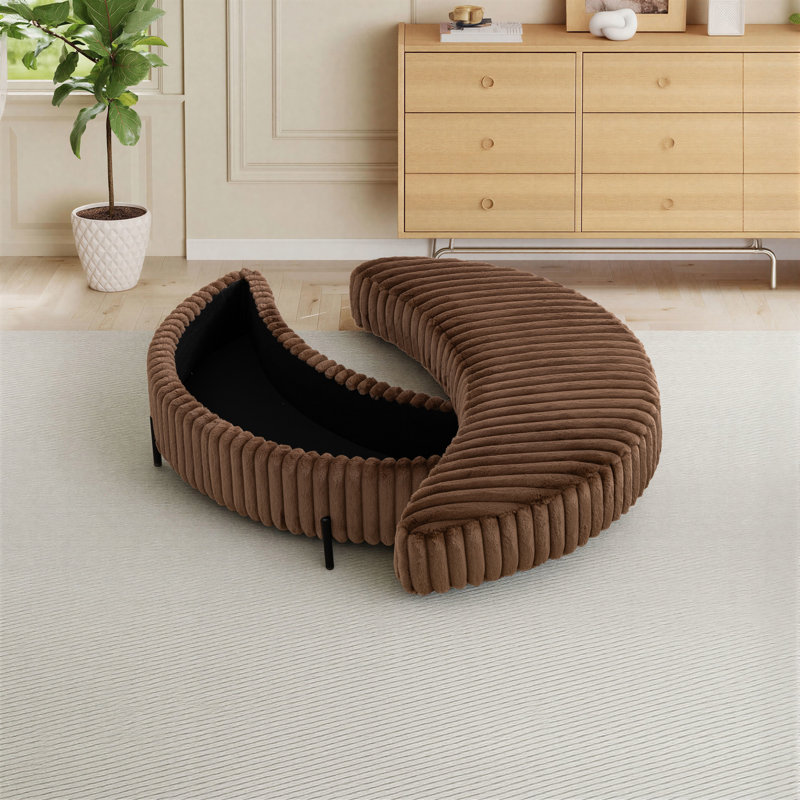 47" W Upholstered  Storage Ottoman With Reversible Lid, Brown