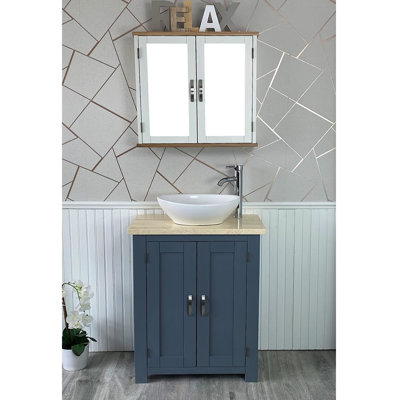 Amber-Jade 650mm Single Bathroom Vanity with Vessel Stone Basin