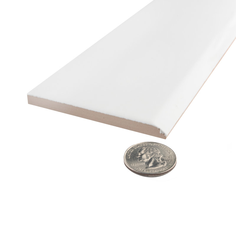 Carreau de céramique bullnose Battiscopa 13 po x 3 po, Blanc mat