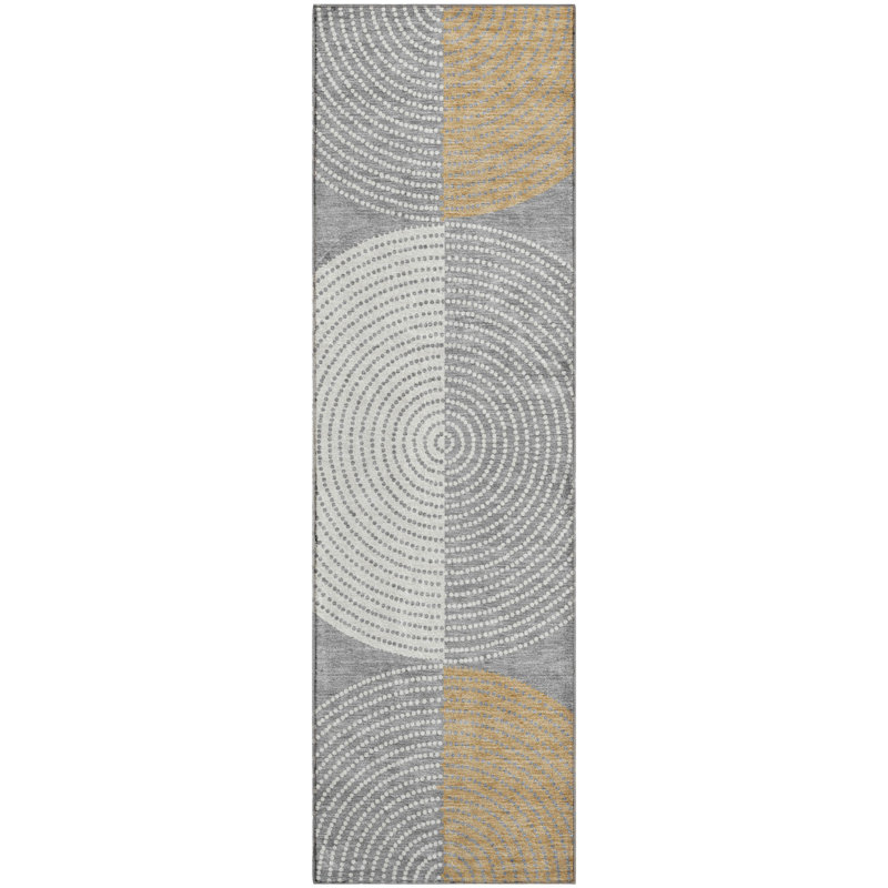 Premium Machine Washable Mayfield AMF2281 Geometric Rug, Gray, 2'3" x 7'6" Runner