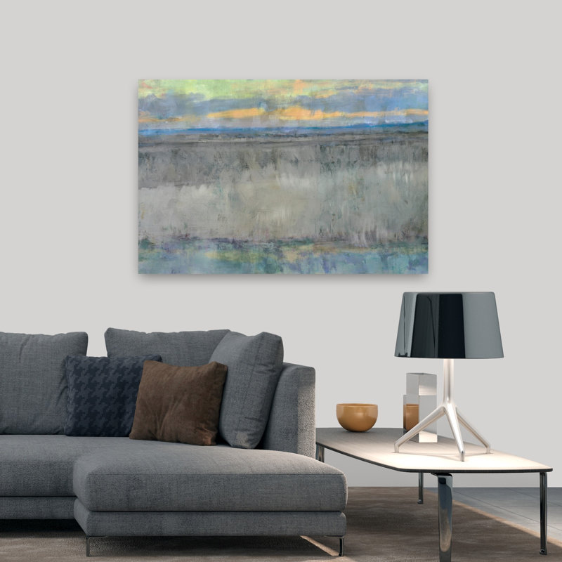 Down By The Bay, art abstrait de paysage côtier, H 32 po x l 48 po