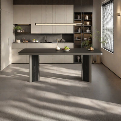 Stone Top Dining Table with Solid Wood Steel Legs