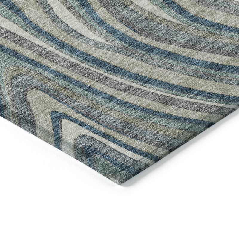 Tapis intérieur / extérieur en polyester tissé à la machine Lamanna, Rectangle 8 pi x 10 pi