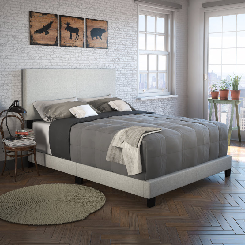 Boyd Sleep Milan Linen Fabric Upholstered Platform Bed Frame w/Adjustable Height Headboard, Strong Wood Slat Support, Box Spring/Foundation Required, Easy Effortless Assembly