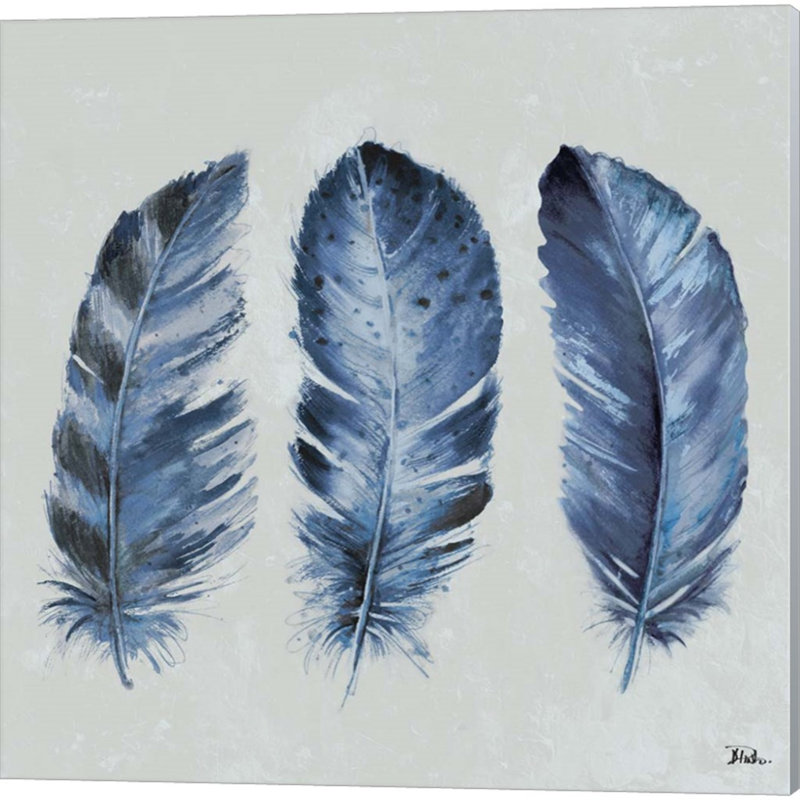 «Indigo Feathers» par Patricia Pinto, art sur toile (ensemble de 2)