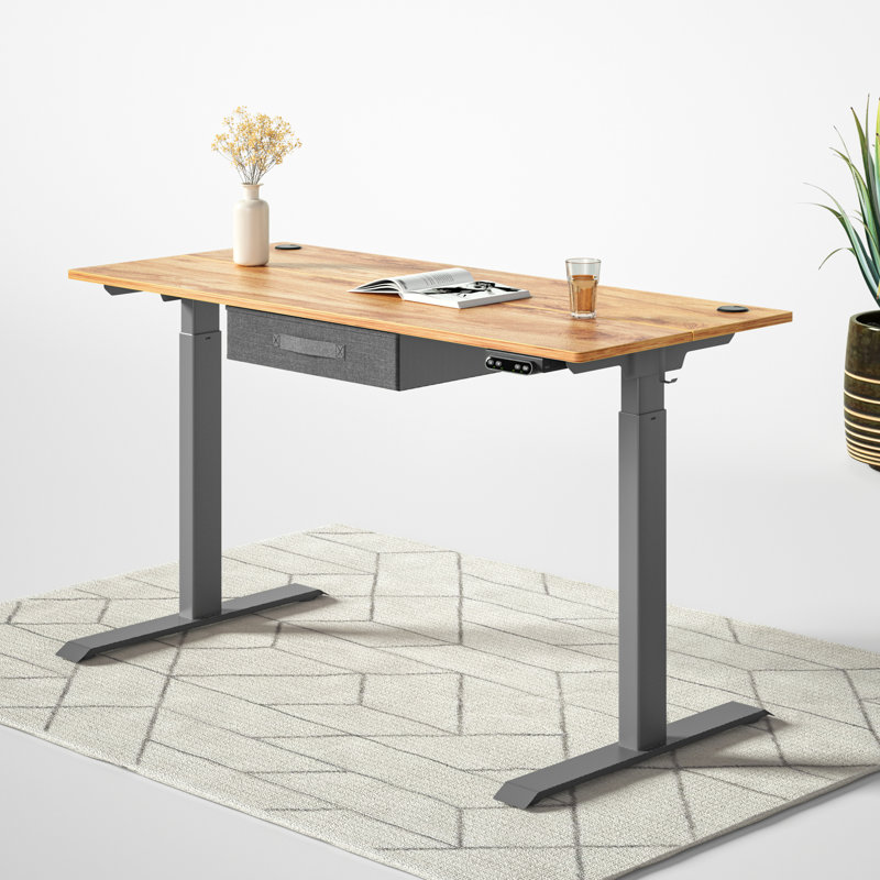 Bureau debout à hauteur réglable Daejha, Chêne / gris
