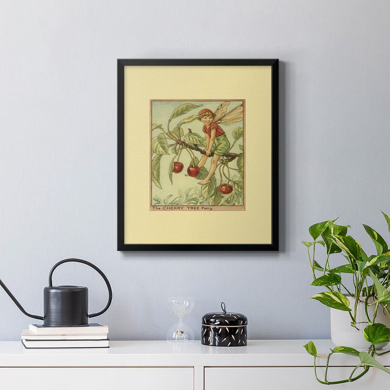 «The Cherry Tree Fairy», toile encadrée de qualité supérieure - prête à être accrochée, H 24 po x l 20 po, Noir