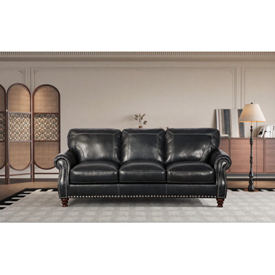 Ellard Genuine Leather Rolled Arm Sofa