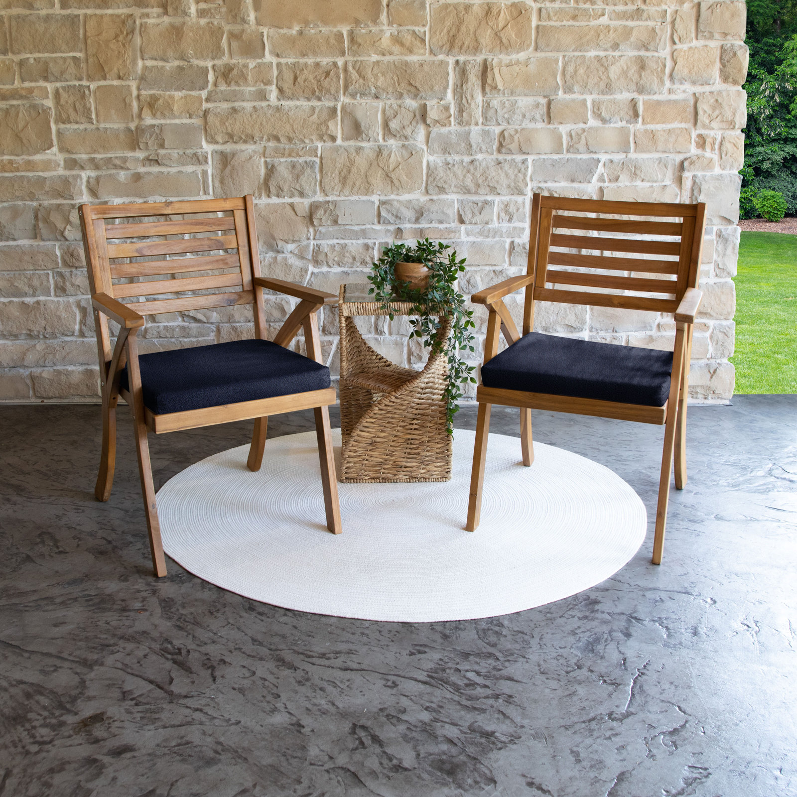 Outdoor Dining Chair Cushion, Blue, 20" x 20"