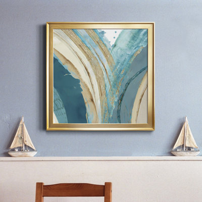 «Made Blue Waves IV», reproduction encadrée de qualité supérieure - prête à être accrochée