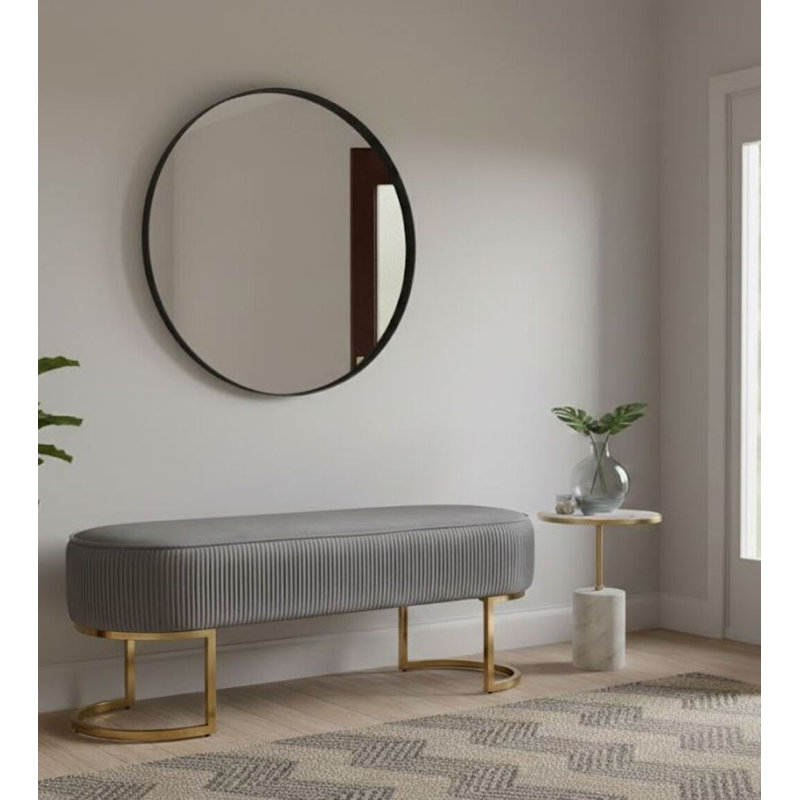 Banc rembourré en velours Roma, Gris