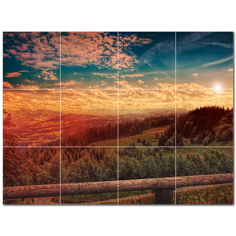 Carreau de céramique décorative 48 po x 36 po Sunset Photo PT500984: 12 po x 12 po (ensemble de 12)