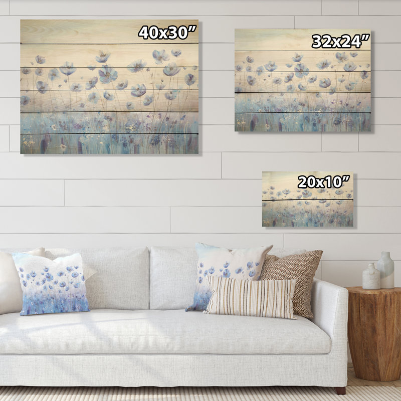 Art floral sur bois de pin, champ de fleurs divin IV, H 10 po x l 20 po