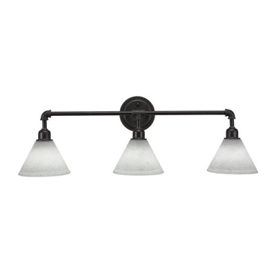 Vintage 3 Light Bath Bar Shown In Dark Granite Finish with 7" White Muslin Glass