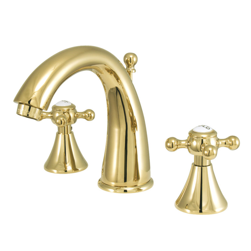 Widespread Bathroom Faucet with Drain Assembly, Polished Brass