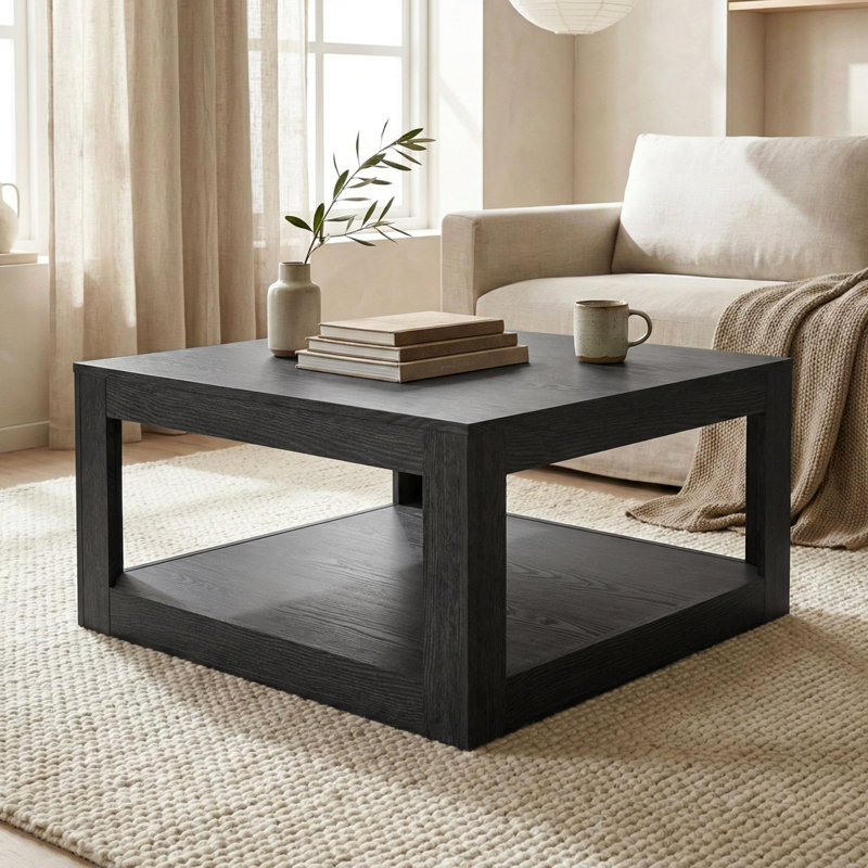 Table basse carrée contemporaine 31,5 po Allysyn, Bois gris