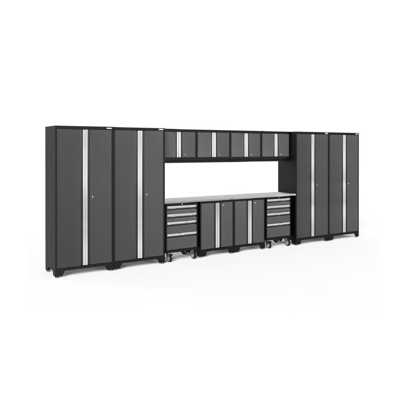 Ensemble de 14 armoires de rangement Bold Series, Gris, Bambou