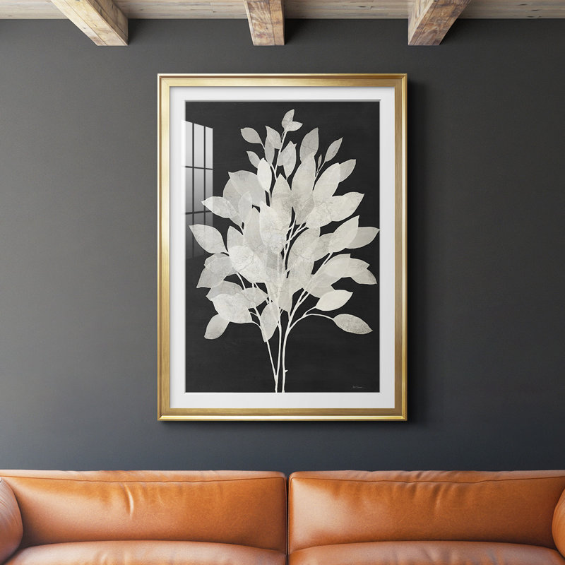 Misty Branches I, reproduction encadrée de qualité supérieure - prête à être accrochée, Or, H 42,5 po x l 30,5 po x P 1 po