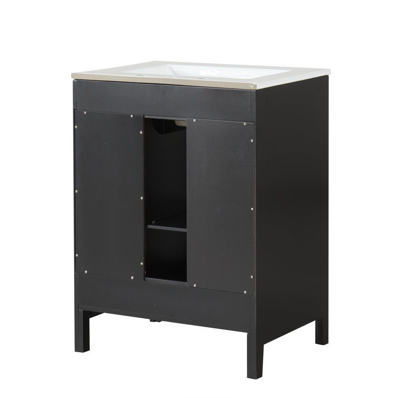 Meuble-lavabo 24 po avec lavabo, Noir