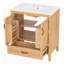 Meuble-lavabo de 30 po en grain de bois naturel avec comptoir en céramique, pieds en bois massif, portes doubles et tiroir inférieur à fermeture en douceur, tablette intérieure réglable, organisateurs de porte