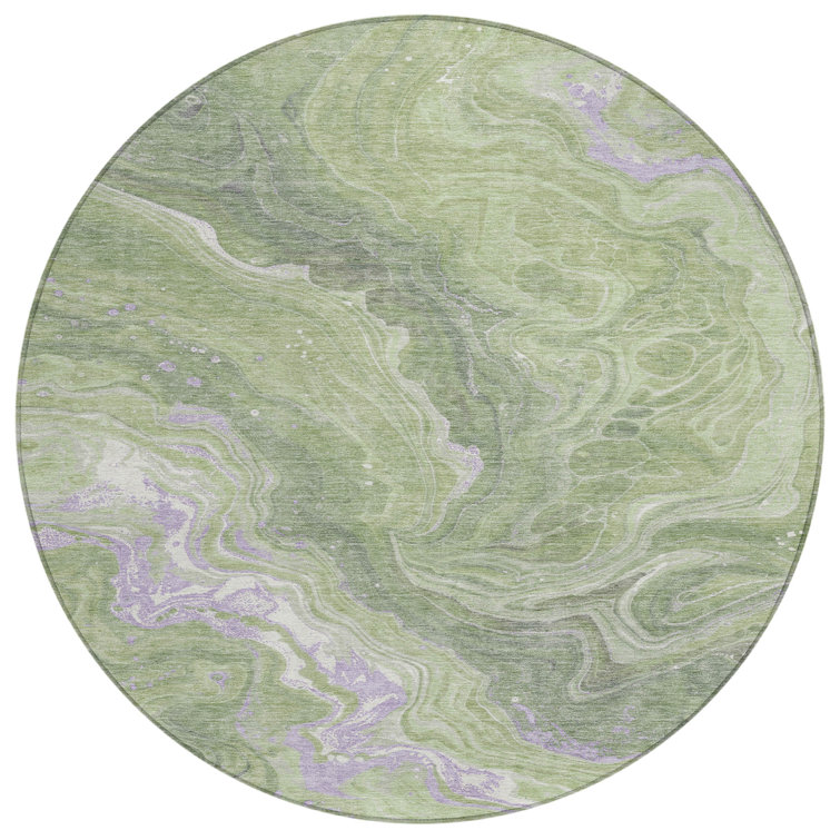 Machine Washable Indoor/Outdoor Cinead ACN1701 Aloe Rug