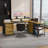 114 Inch L-Shaped Desk With Power Outlets & USB-C, Industrial Computer Desk With 6 Fabric Drawers, 3 Open Shelves & Movable Monitor Stands, Large Corner Office Desk For Gaming, Rustic Brown