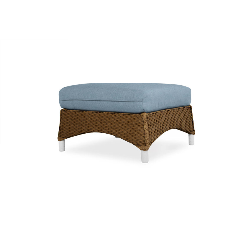Mandalay Outdoor Ottoman, Decorline Navy, Bark