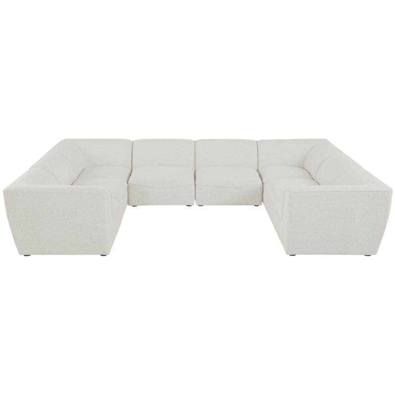 Canapé modulaire réversible de coin Arens, Tissu crème texturé en lin