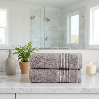 Ensemble de deux serviettes de toilette en coton turc brun clair, 40 x 75 cm