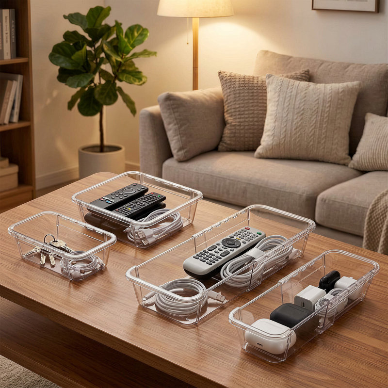 Ensemble de 15 tiroirs de rangement extensibles, plateaux de séparation réglables en plastique transparent PET pour le bureau