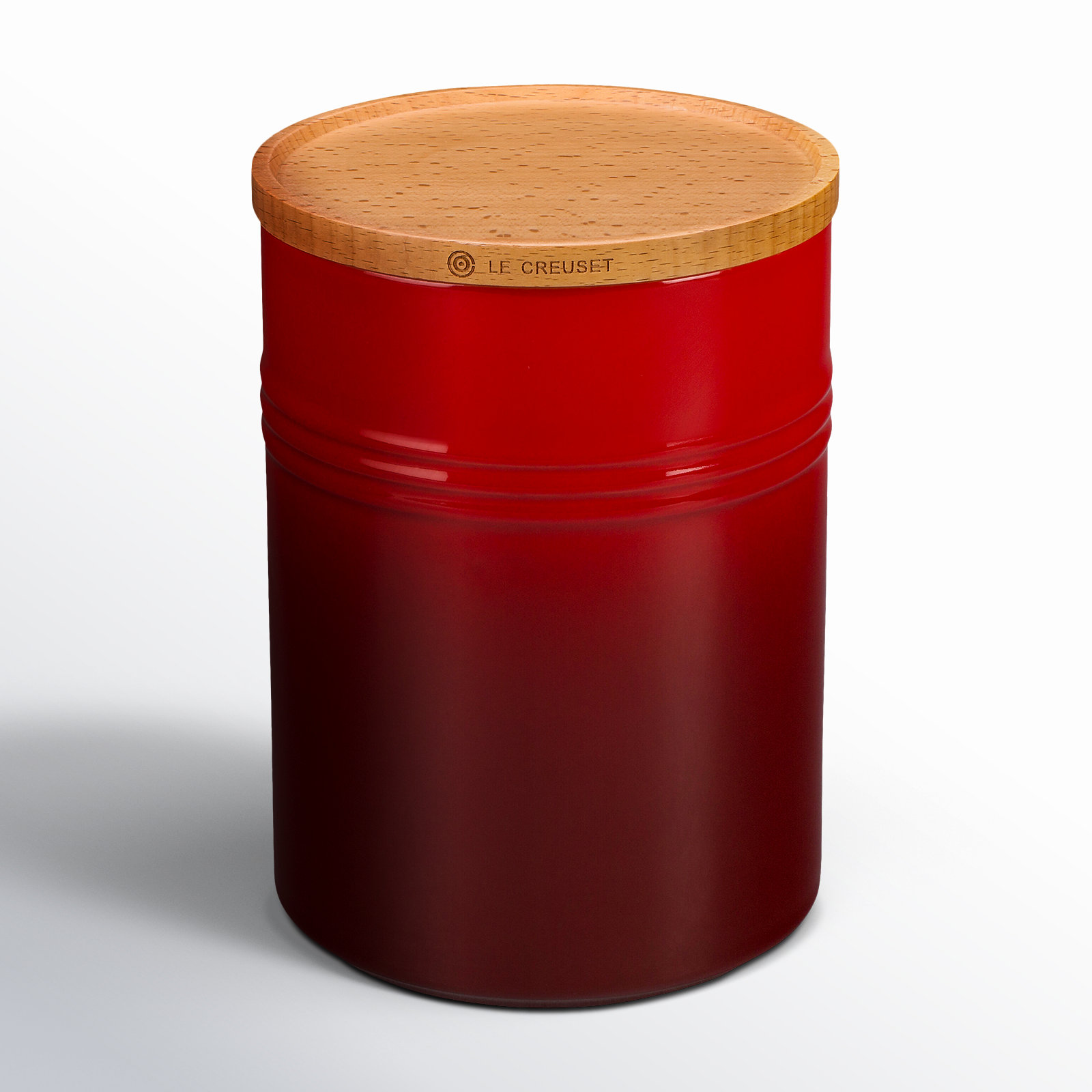 Stoneware Kitchen Canister, Cerise, 8" H x 5.5" W x 5.5" D
