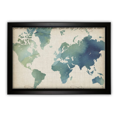 Watercolor World Map by Grace Popp Framed Graphic Art