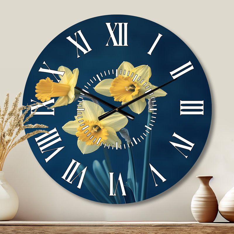 Horloge murale Moody Daffodils Contrast, Grand
