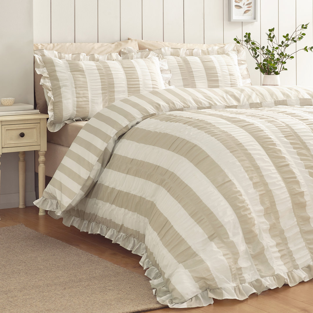 Seersucker Frill Stripe Duvet Cover Set