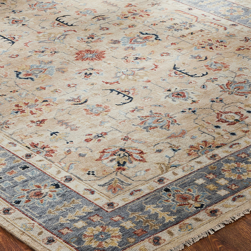 Hand Knotted Wool Area Rug in Beige, Rectangle 9' x 12'