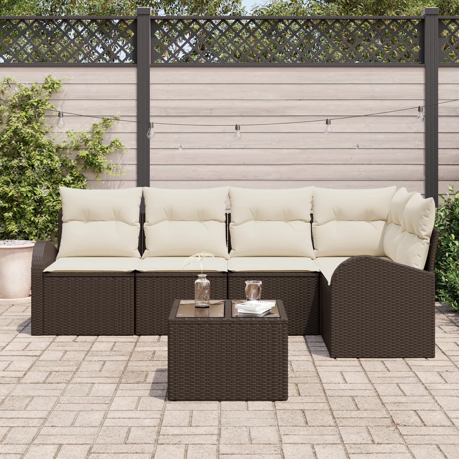 17 Stories 5 Piece Garden Sofa Set With Cushions Grey Poly Rattan ...