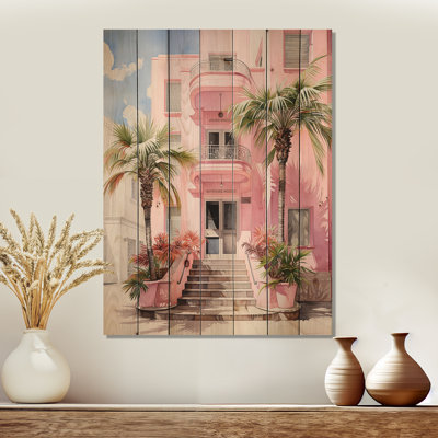 Pink Miami Artful Facades II sur bois