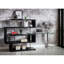 Bureau d'écriture en L avec plateau en verre trempé et finition chromée ultrabrillante, 55 W, noir / argent